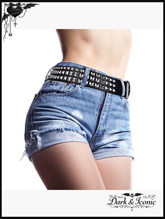 Studded Punk Rivet Belt & Double Grommet Belt Set PU Leather Y2K main image 4
